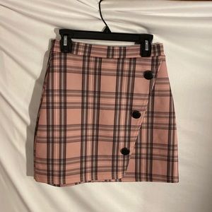 Pretty Little Thing Pink Check Button Skirt
